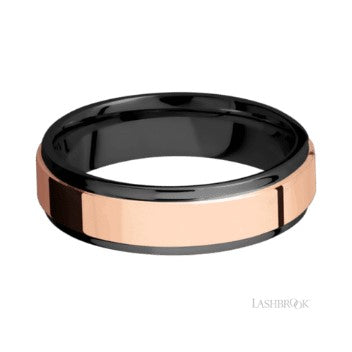 Lashbrook Designs Zirconium & 14K Rose Gold Wedding Band