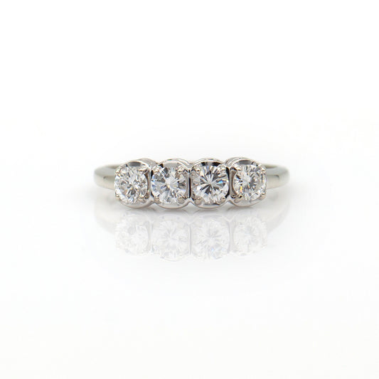 14K White Gold Four Stone Diamond Ring
