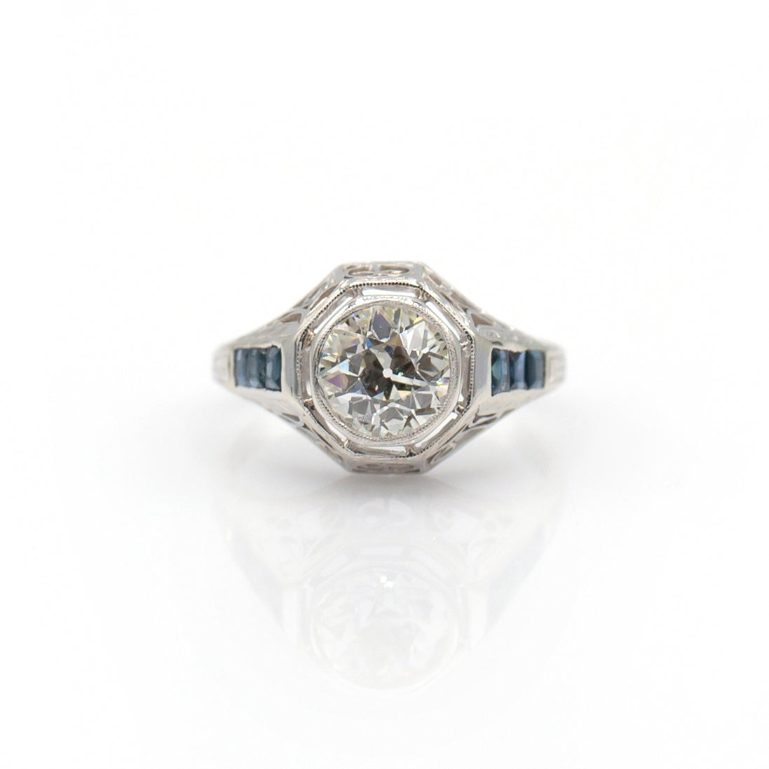 Estate Collection Art Deco 1.27CT Diamond & Sapphire Ring