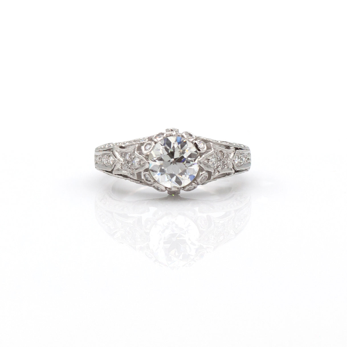 Estate Collection Platinum 1.60CT Euro Cut Diamond Ring
