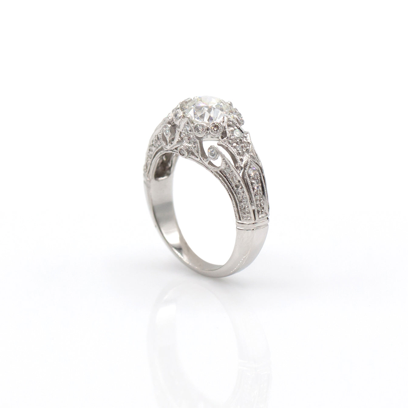 Estate Collection Platinum 1.60CT Euro Cut Diamond Ring