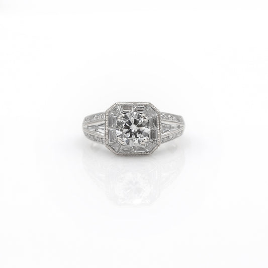 Estate Collection 18K Baguette Halo Diamond Ring