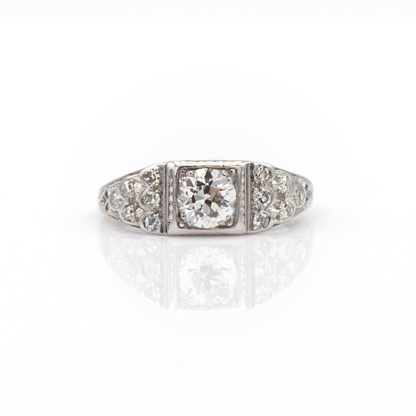 Estate Collection Art Nouveau Platinum Diamond Ring
