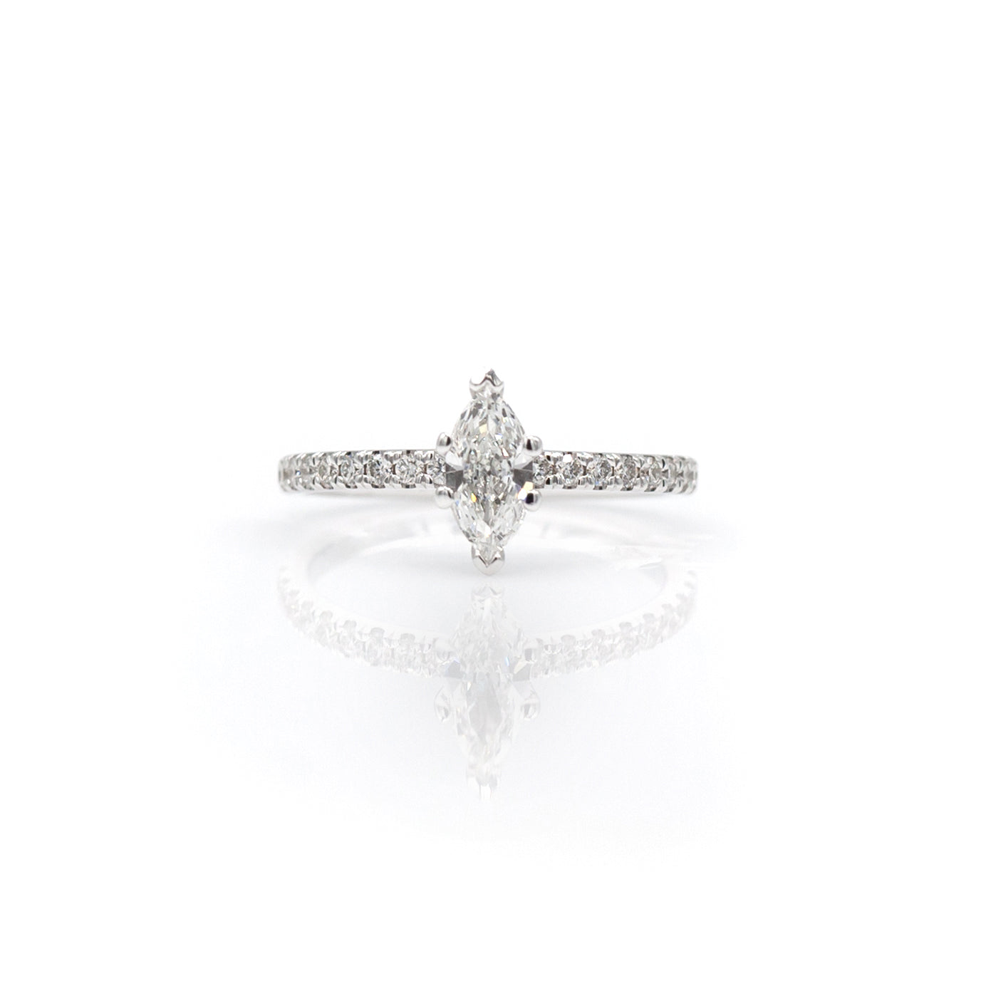 14K White Gold Marquis Diamond Engagement Ring