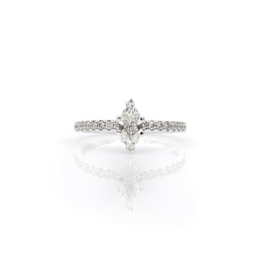 14K White Gold Marquis Diamond Engagement Ring