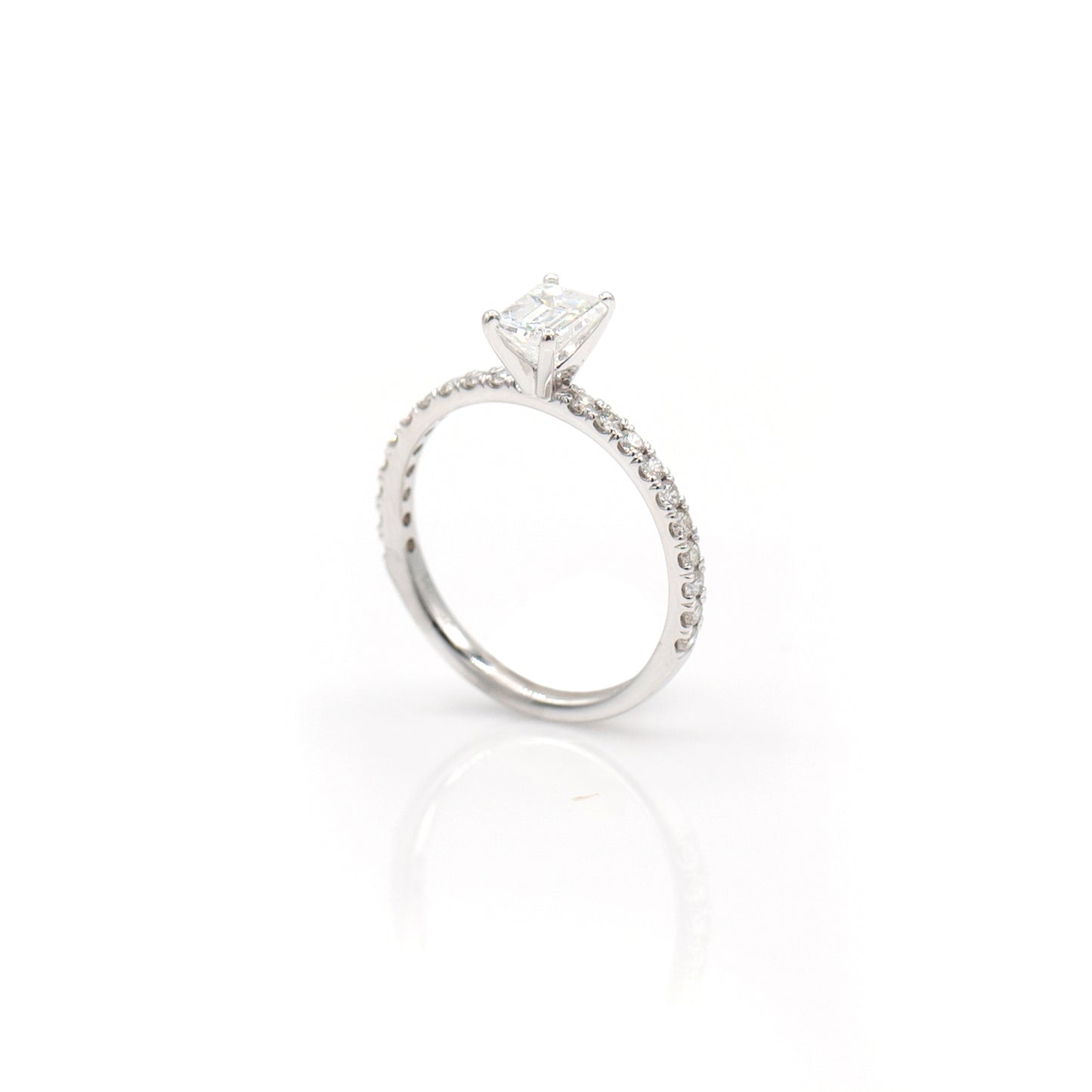 14K White Gold Emerald Cut Diamond Engagement Ring