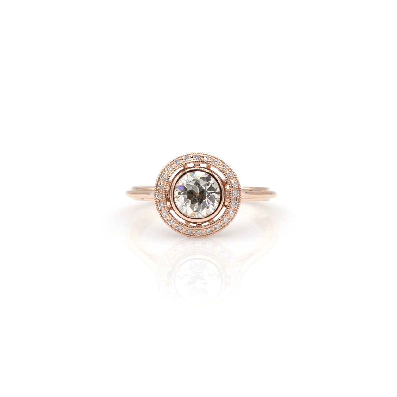 14K Rose Gold Diamond Halo Ring