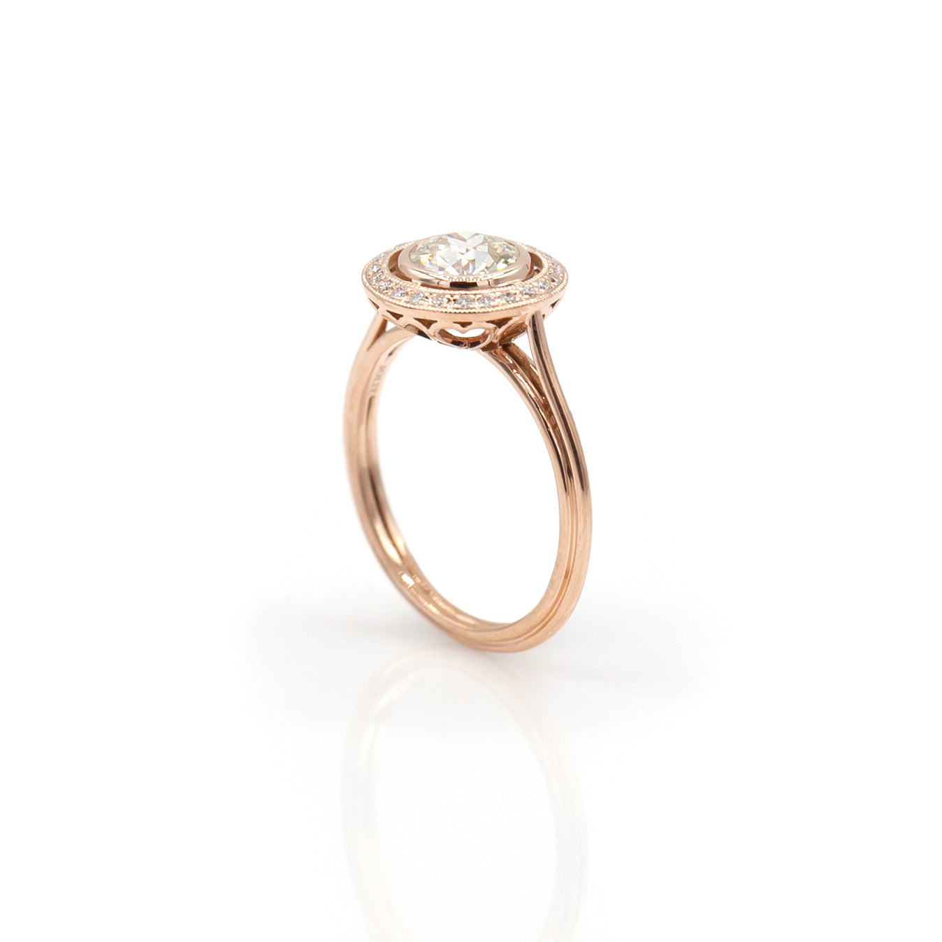 14K Rose Gold Diamond Halo Ring