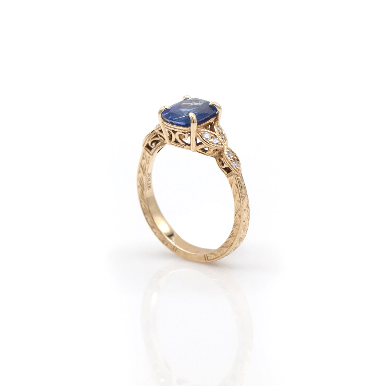 14K Yellow Gold Sapphire Engagement Ring