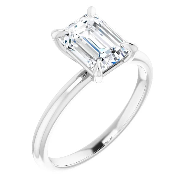 Platinum 1.8CT Emerald Cut Lab Diamond Ring