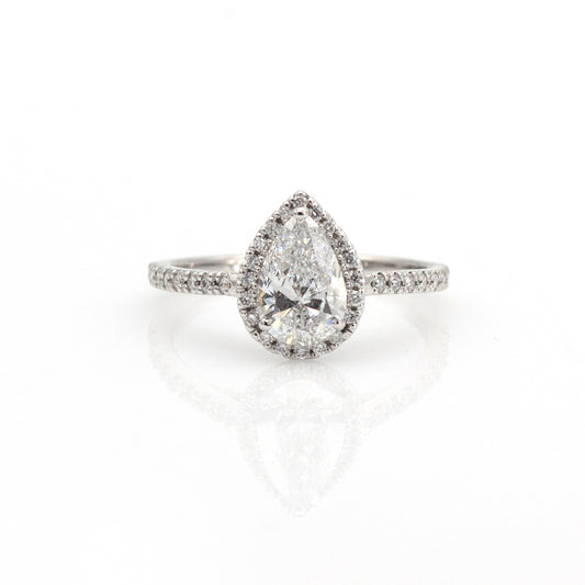 14K 1.07ct Lab-Created Pear-Shaped Diamond Engagement Ring