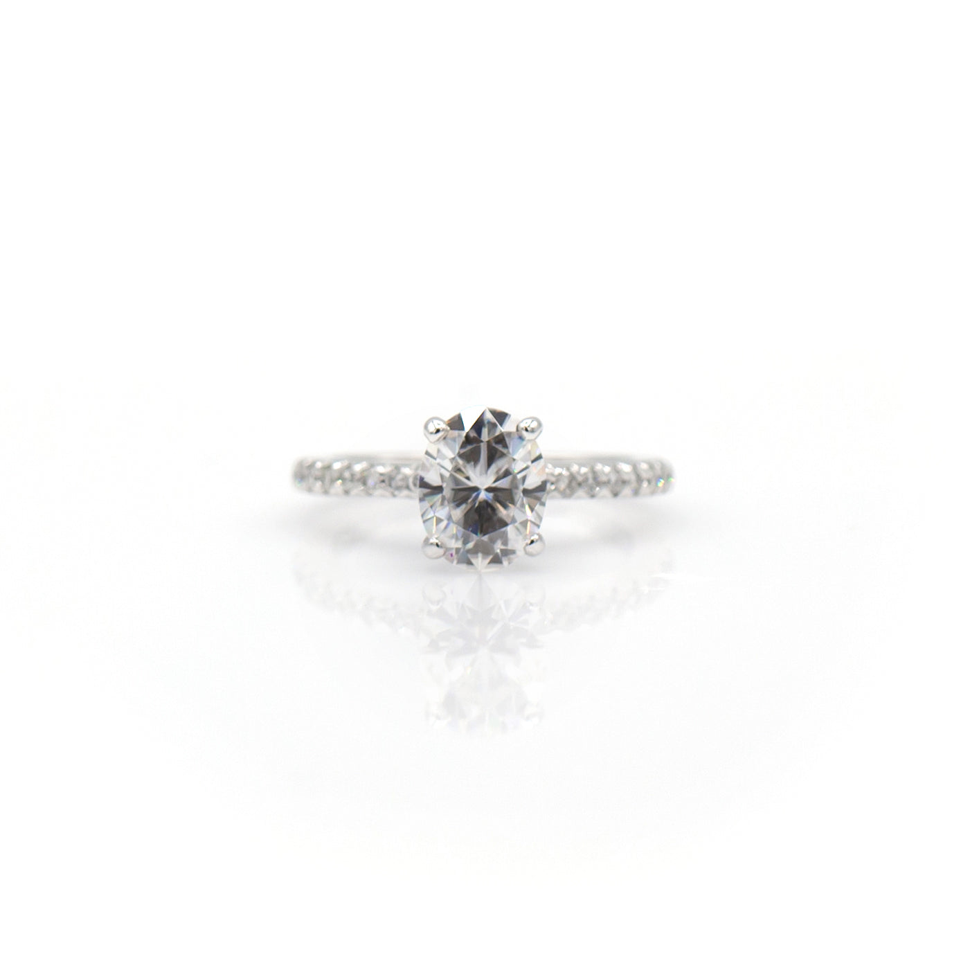 14K White Gold Oval Moissanite Engagement Ring