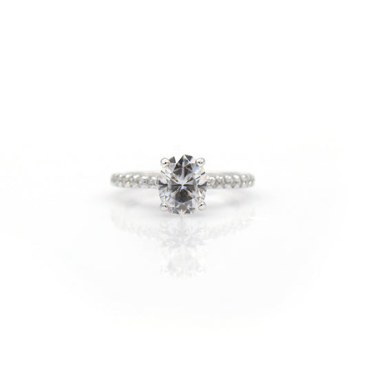 14K White Gold Oval Moissanite Engagement Ring