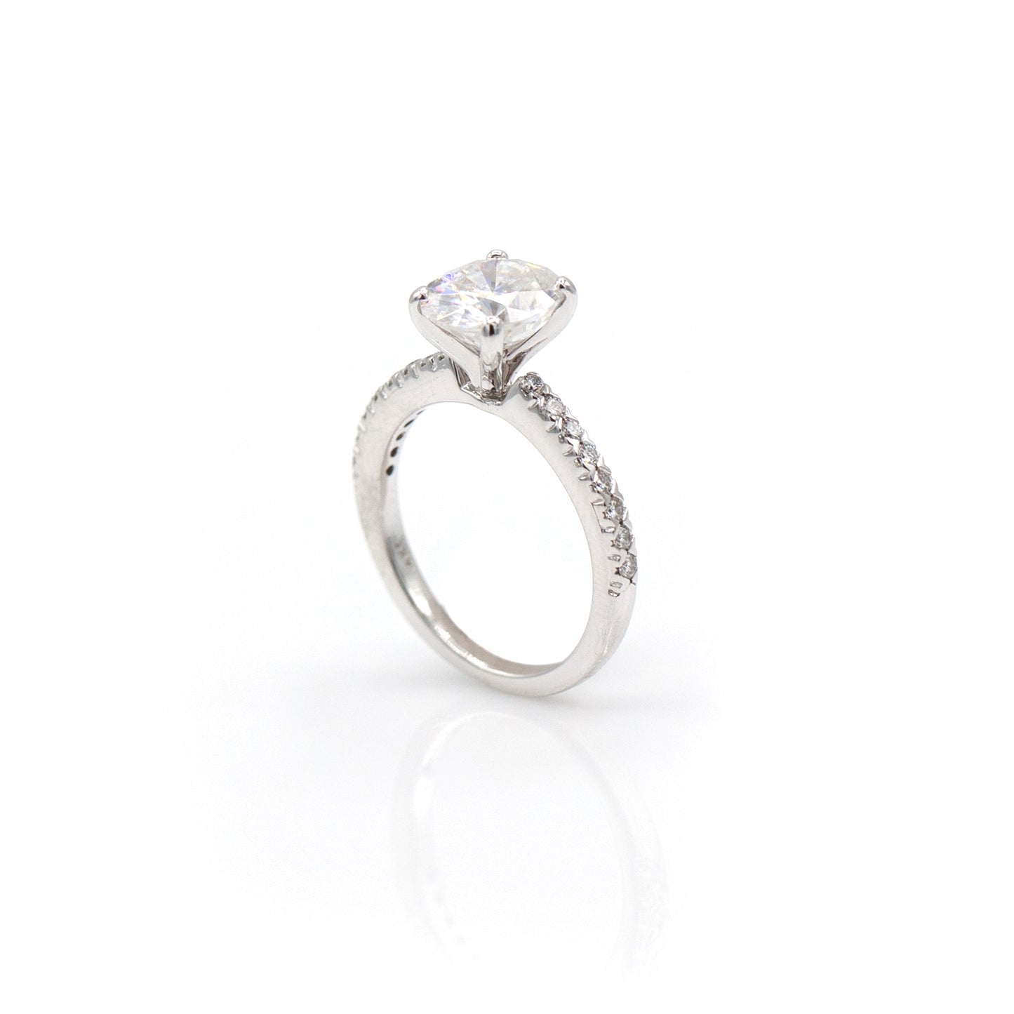 14K White Gold Oval Moissanite Engagement Ring