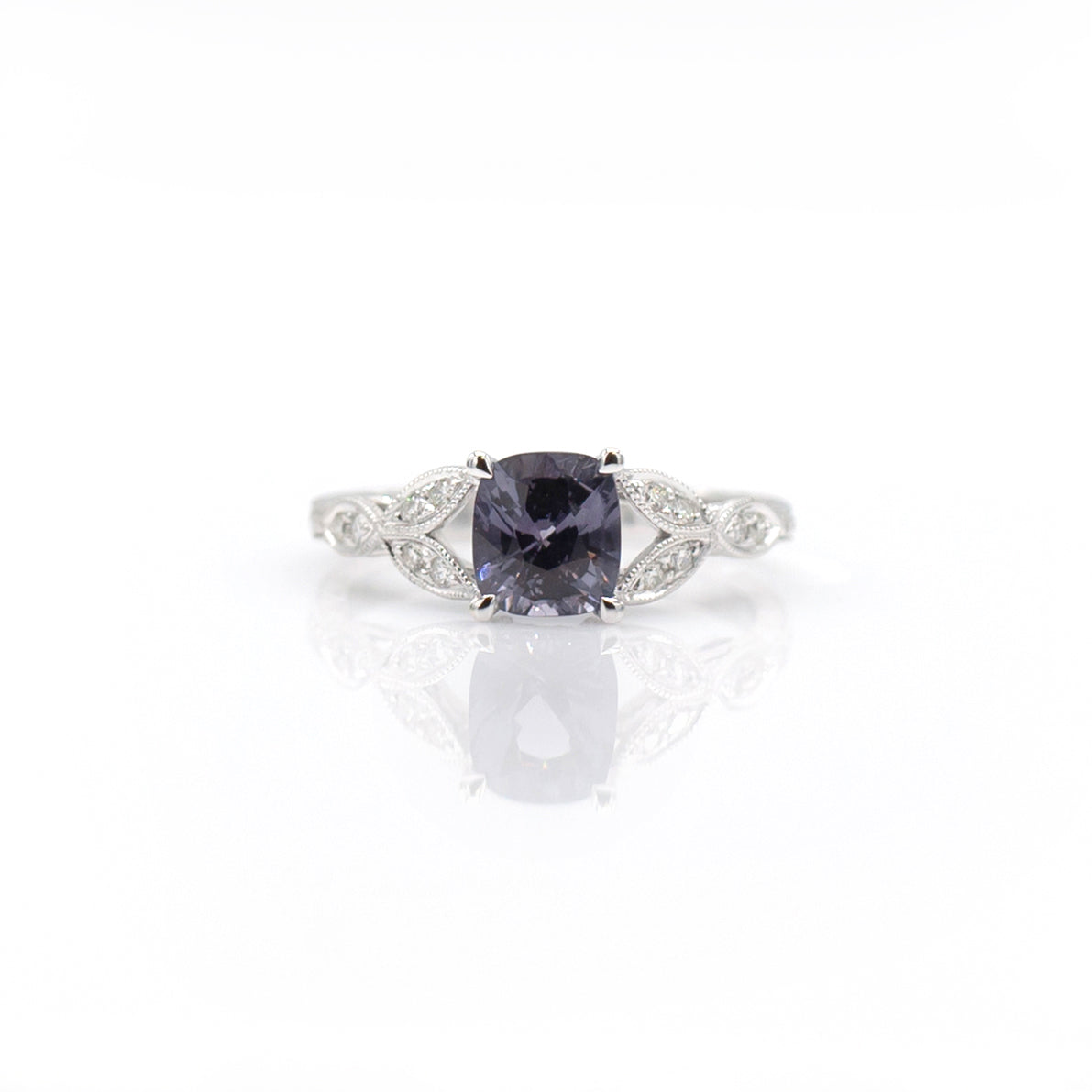 18K White Gold Burmese Spinel Engagement Ring