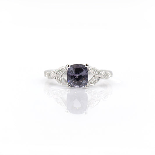 18K White Gold Burmese Spinel Engagement Ring