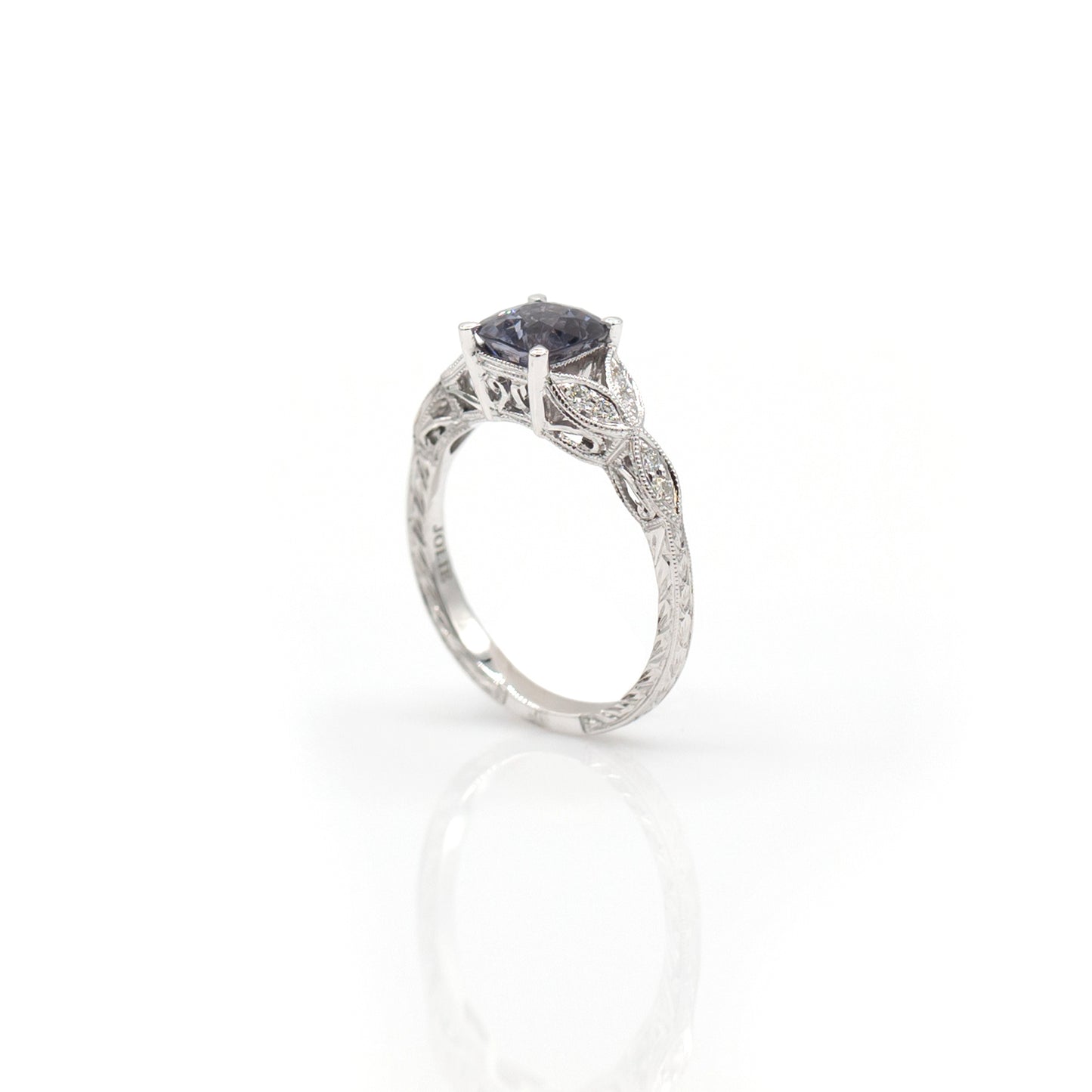 18K White Gold Burmese Spinel Engagement Ring