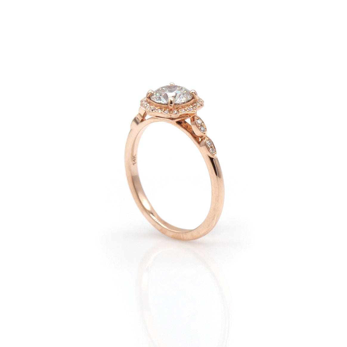 14K Rose Gold Diamond Halo Ring
