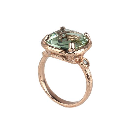 Riverbend Collection Rose Gold Green Amethyst Ring