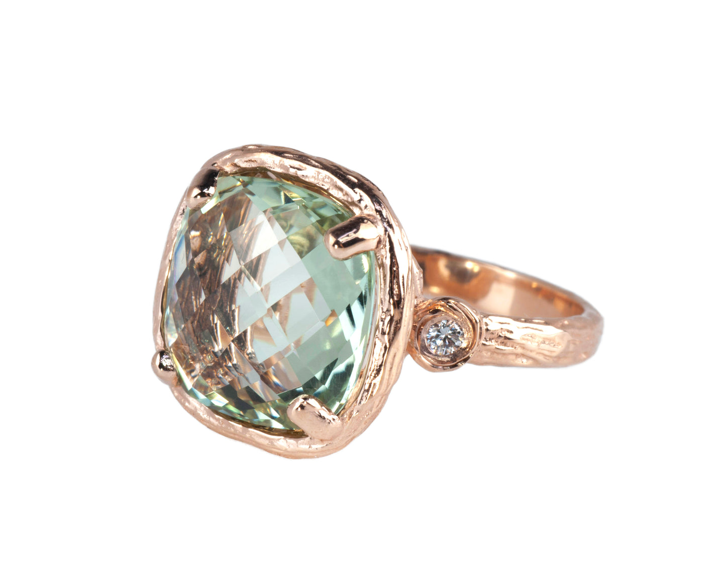 Riverbend Collection Rose Gold Green Amethyst Ring