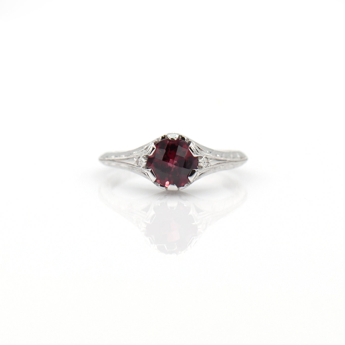 Tom Mathis Designs 14K Garnet Engagement Ring