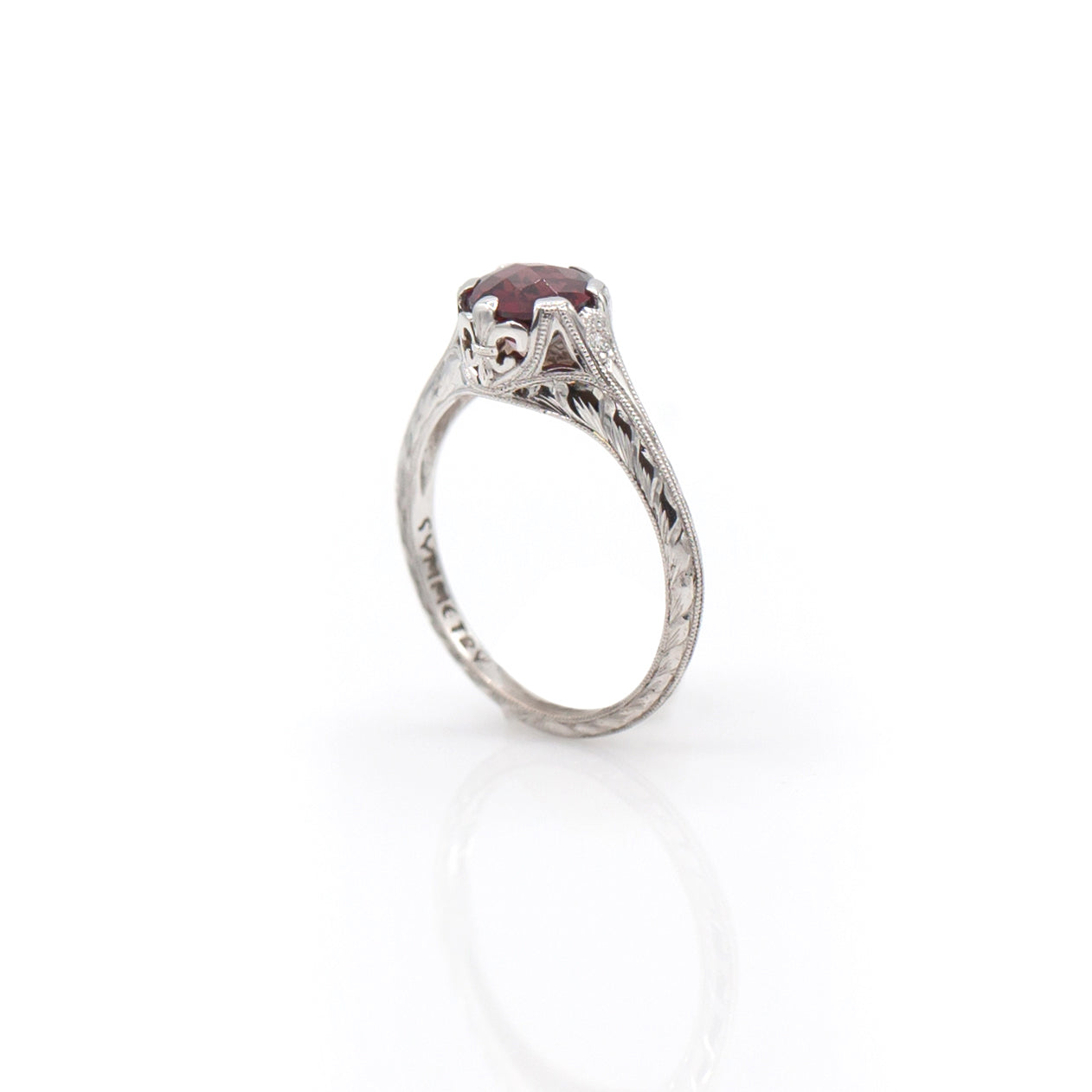 Tom Mathis Designs 14K Garnet Engagement Ring