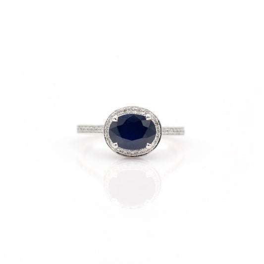 18K White Gold Sapphire & Diamond Ring