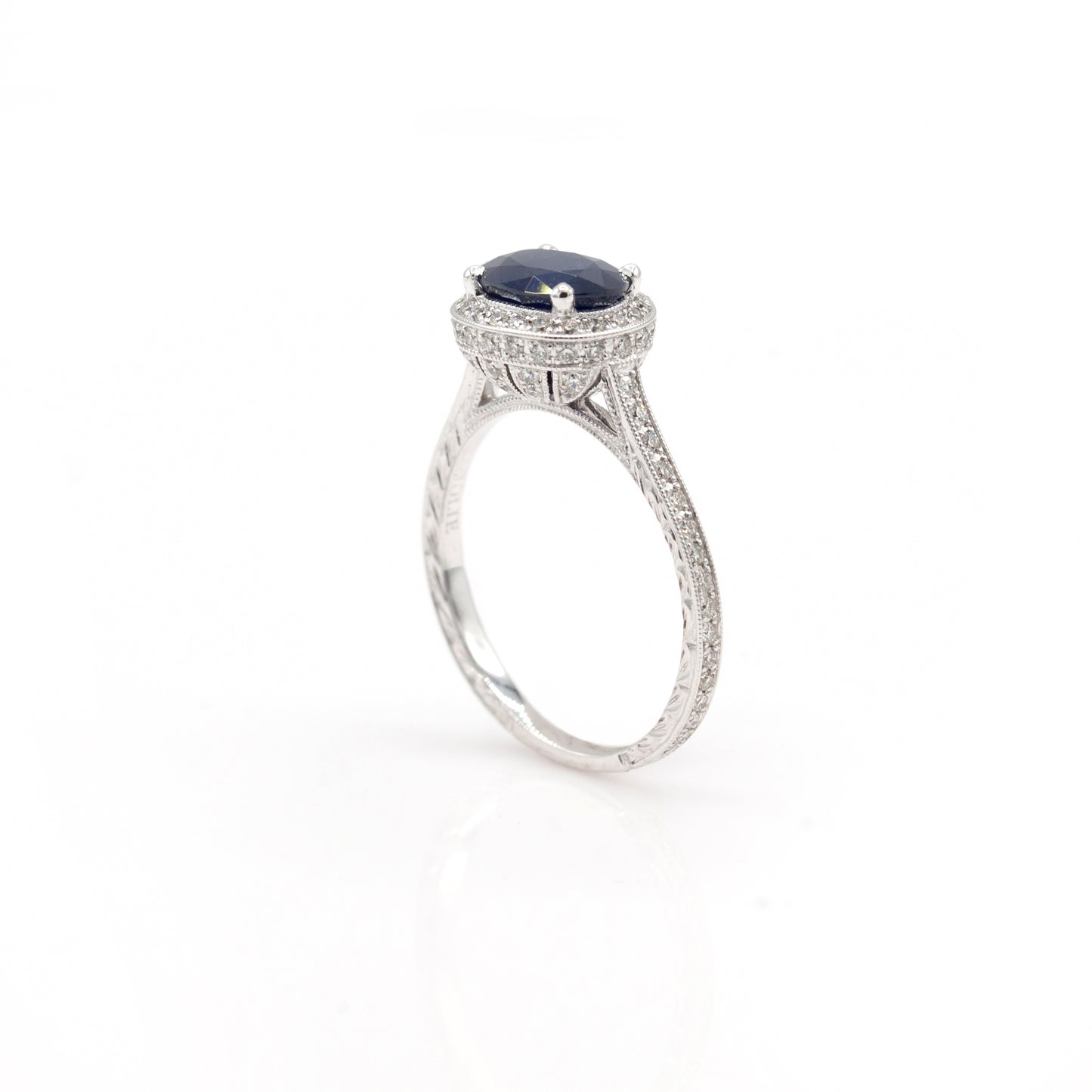 18K White Gold Sapphire & Diamond Ring