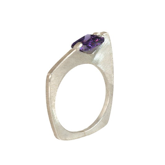 Mysterium Collection Amethyst CZ Asymmetrical Ring