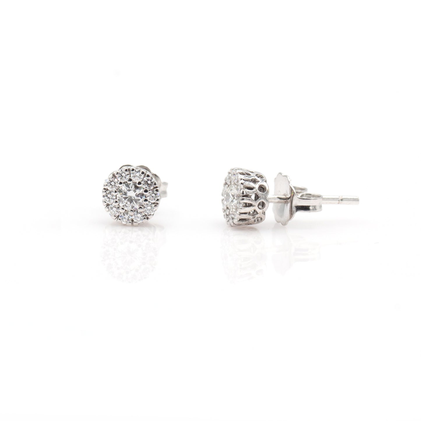 14K White Gold Diamond Stud Earrings