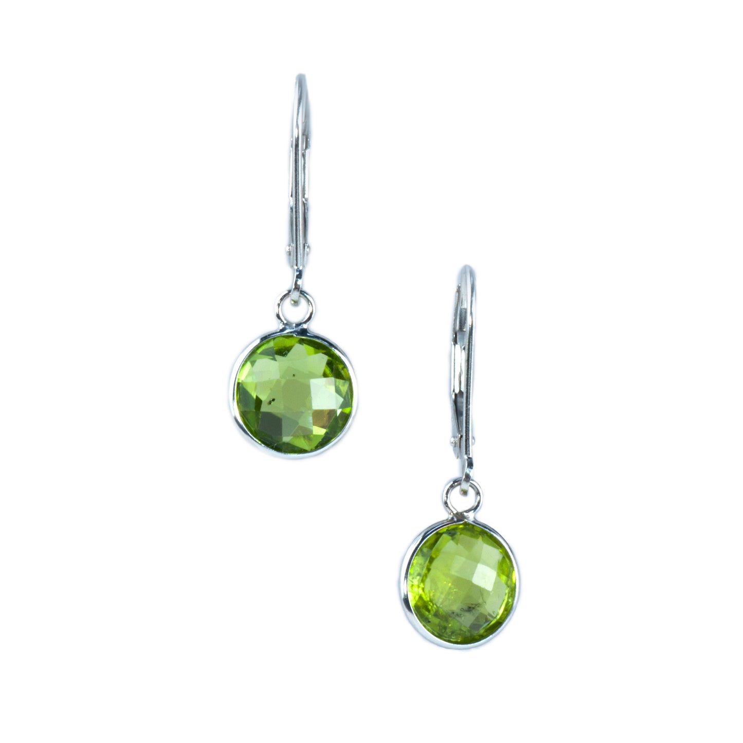 14K White Gold Peridot Earrings