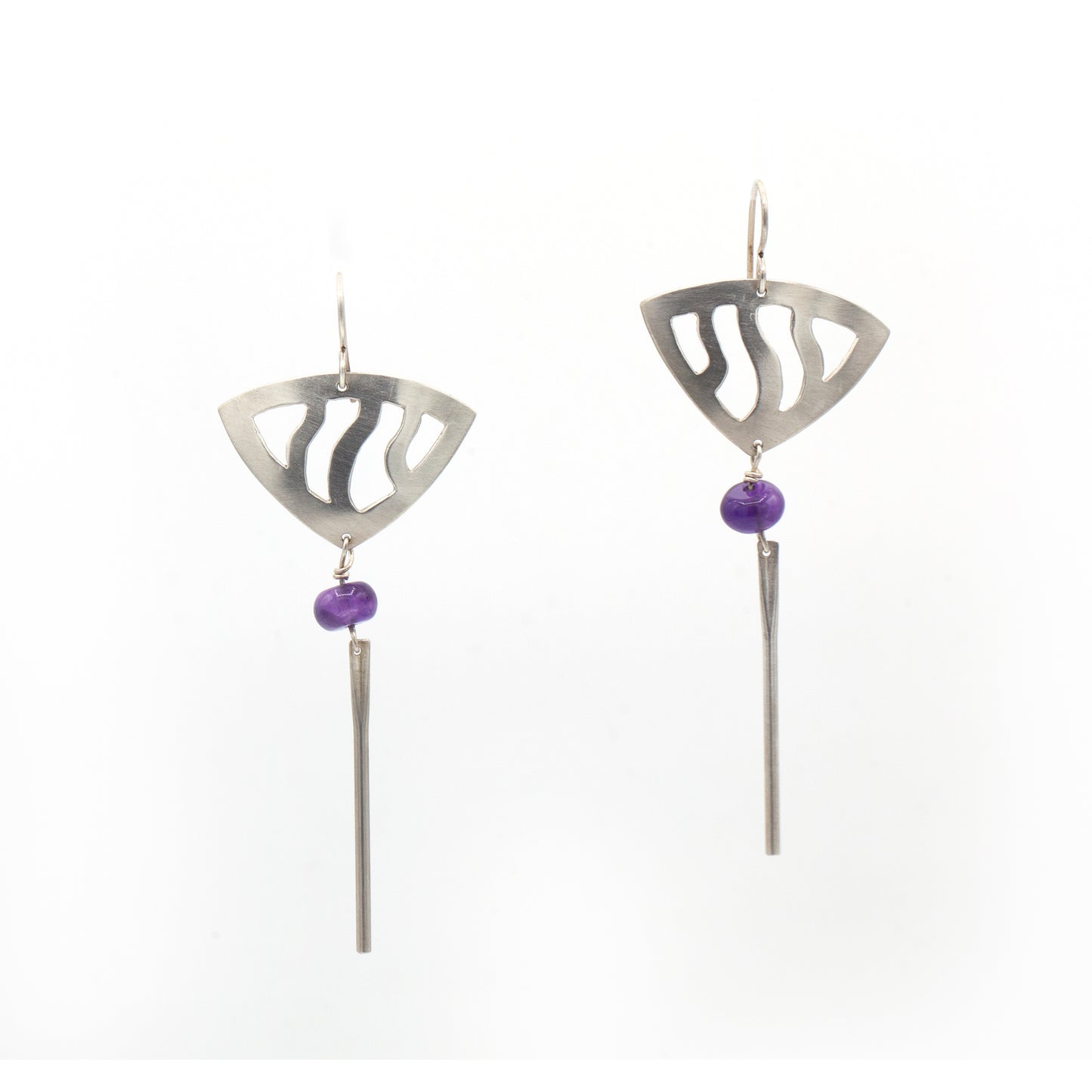 Vitrice McMurry Sterling Silver "Deco Shield" Amethyst Earrings