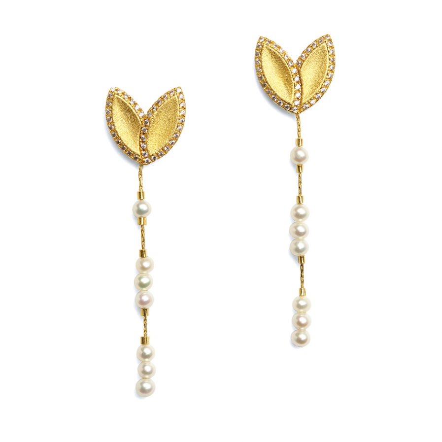 Bernd Wolf Collection "Navela" Pearl & CZ Drop Earrings