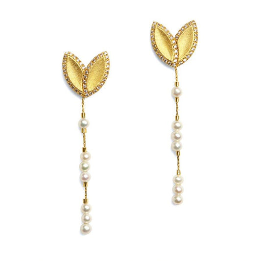Bernd Wolf Collection "Navela" Pearl & CZ Drop Earrings