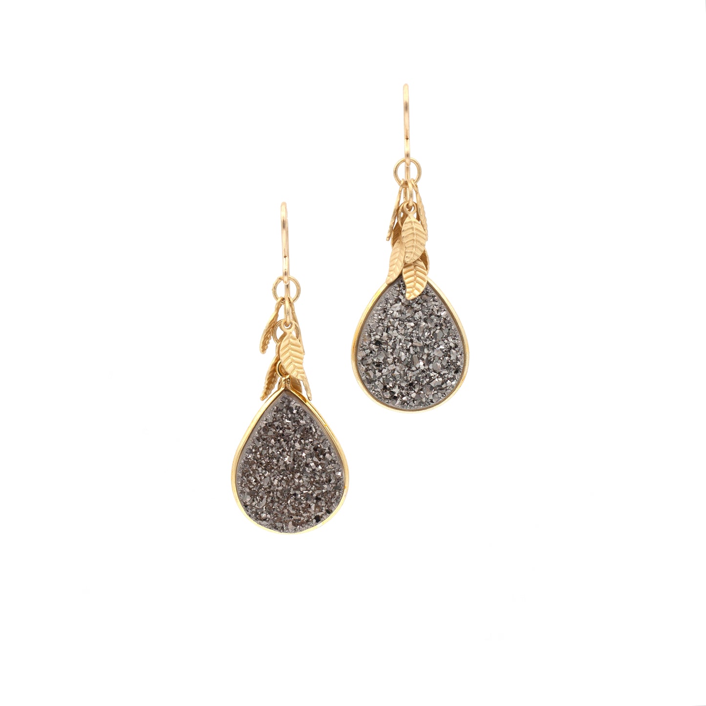 Anna Hollinger Collection Gray Druzy Quartz Earrings