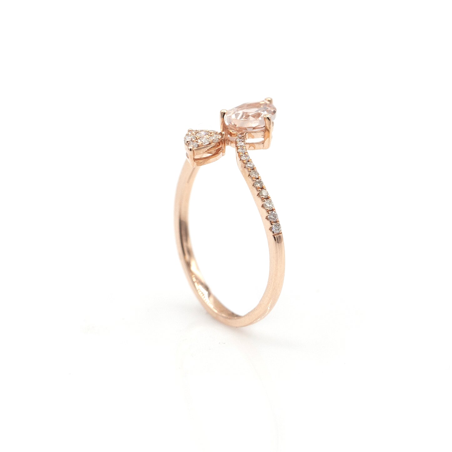 14K Rose Gold Morganite & Diamond Bypass Ring