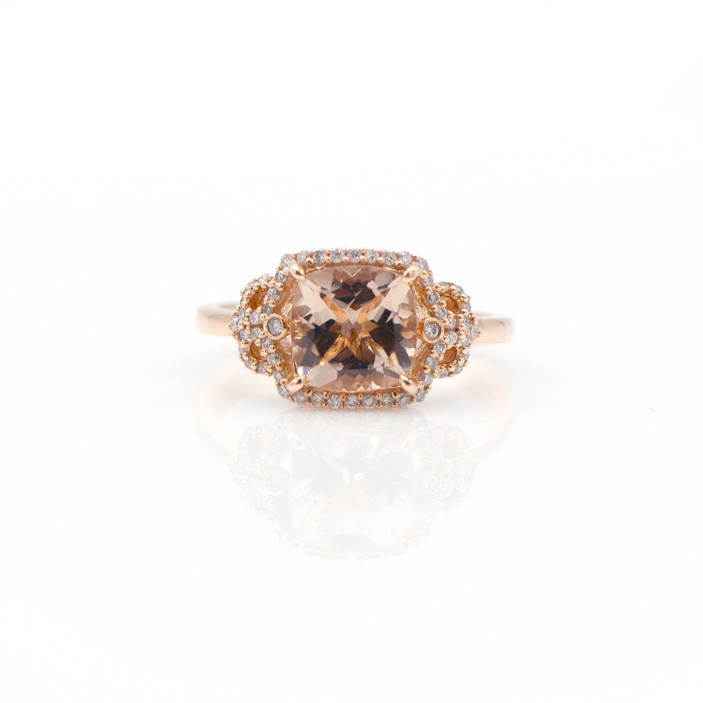 14K Rose Gold Morganite & Diamond Ring