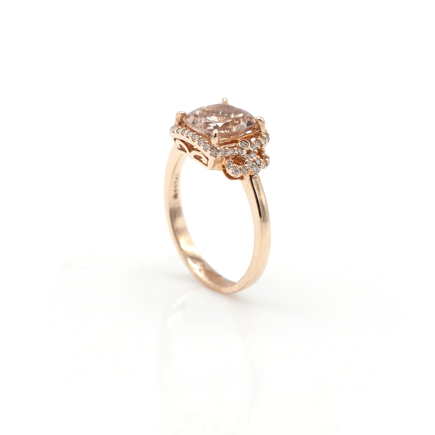 14K Rose Gold Morganite & Diamond Ring