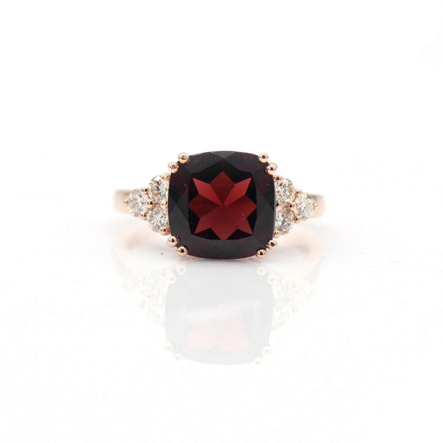 14K Rose Gold Garnet & Diamond Ring