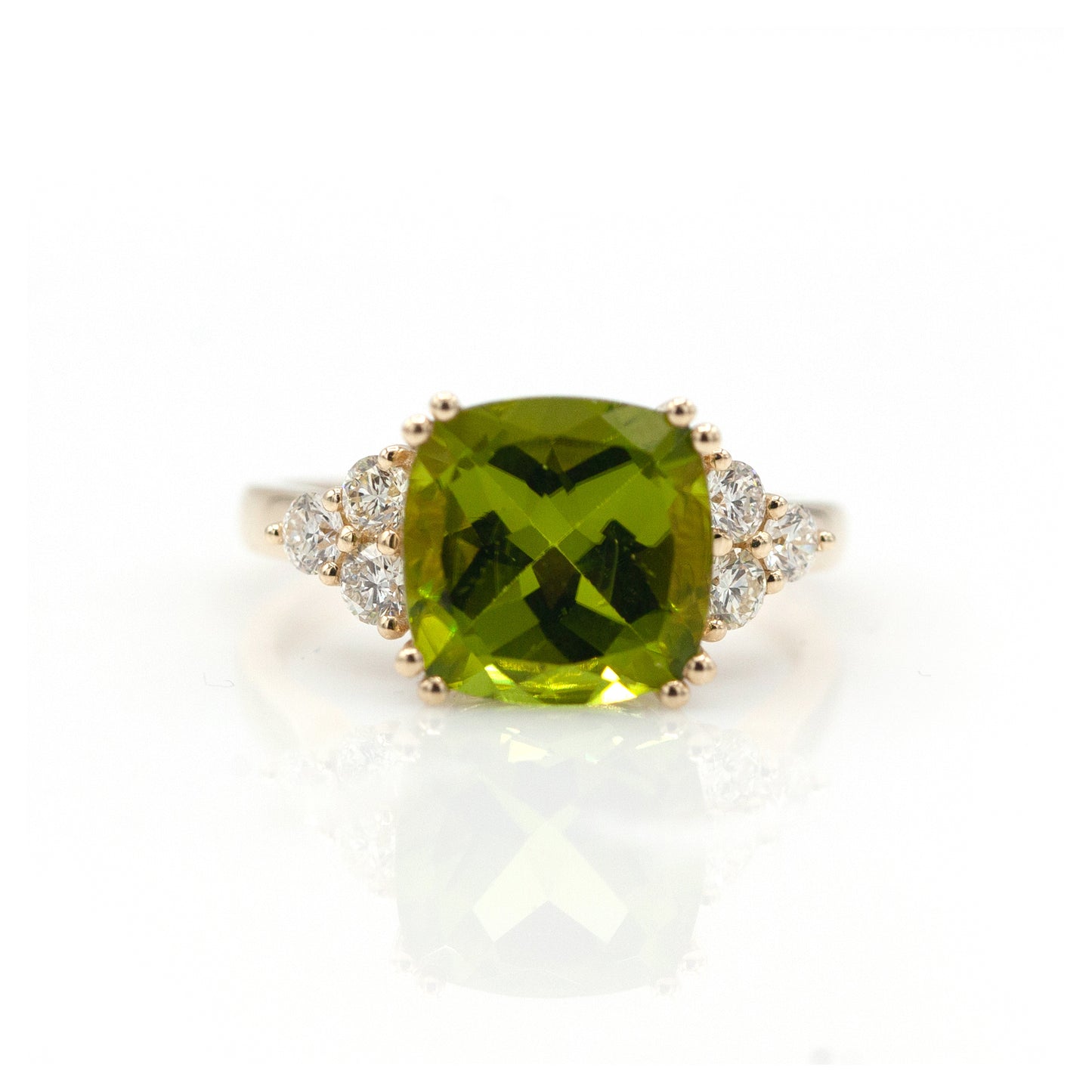 14K Yellow Gold Peridot & Diamond Ring