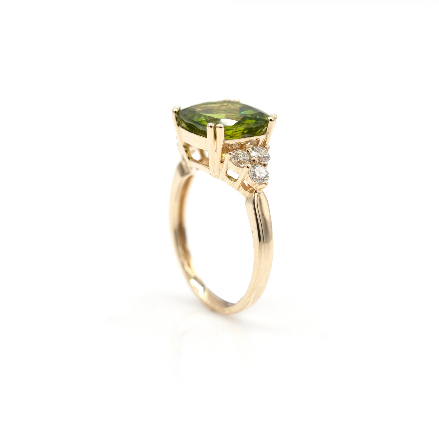 14K Yellow Gold Peridot & Diamond Ring