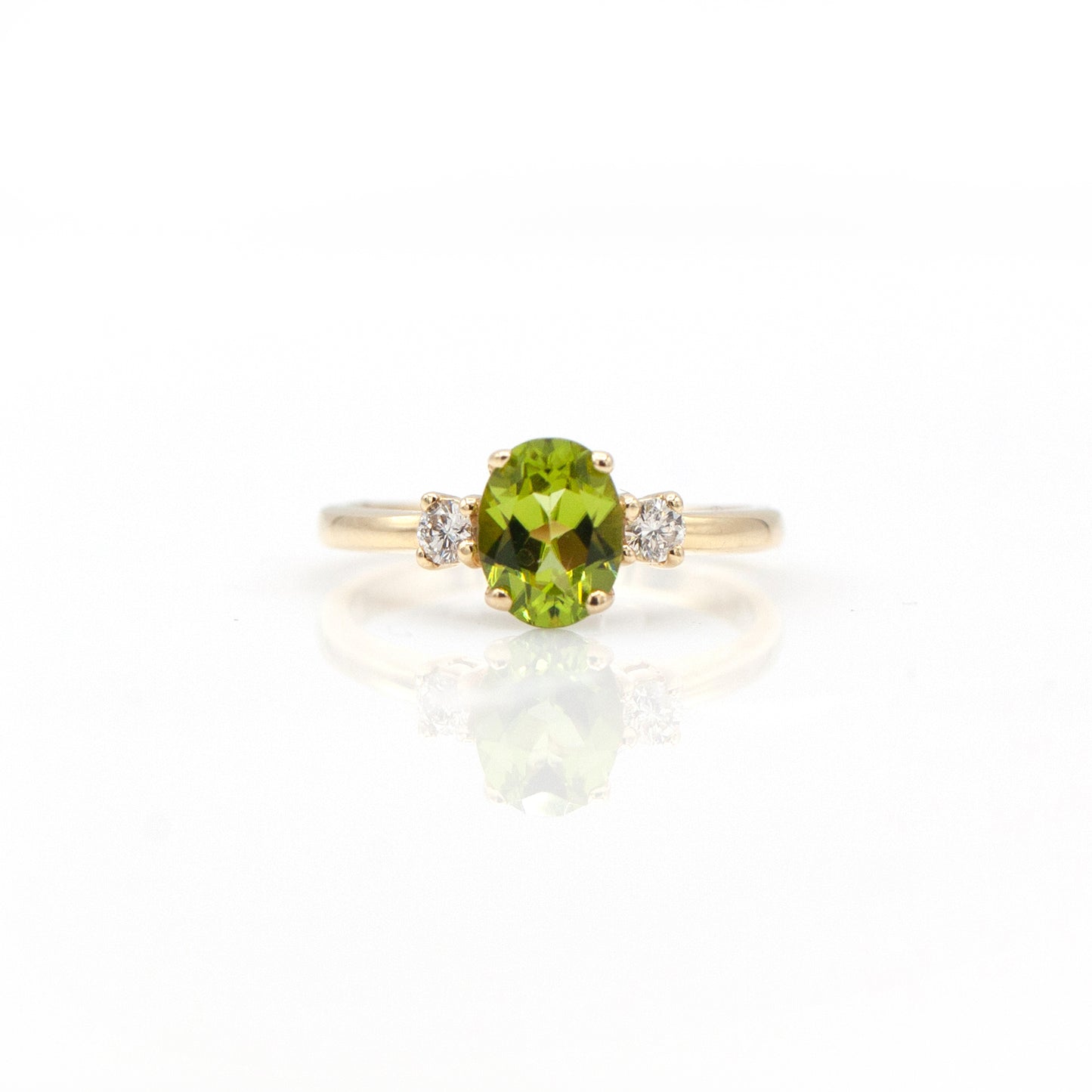 14K Yellow Gold Peridot & Diamond Ring