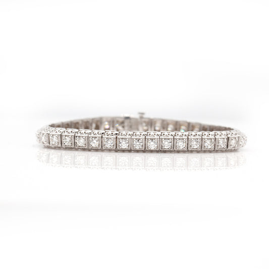 14K White Gold 4.25CT Diamond Vintage-Style Tennis Bracelet