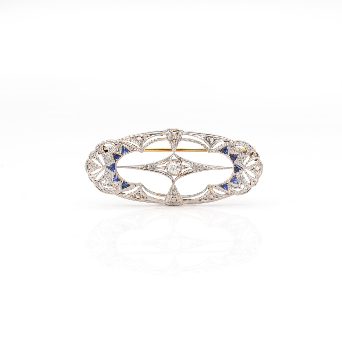 Estate Collection Diamond & Sapphire Brooch