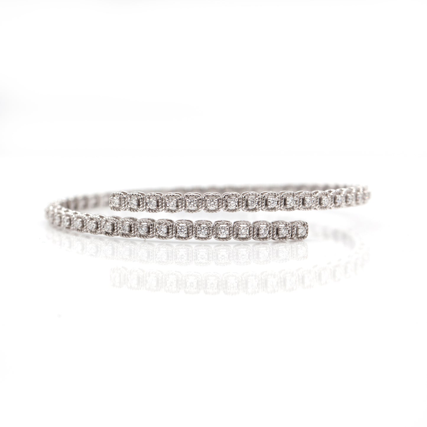 14K White Gold Diamond Wrap Bracelet