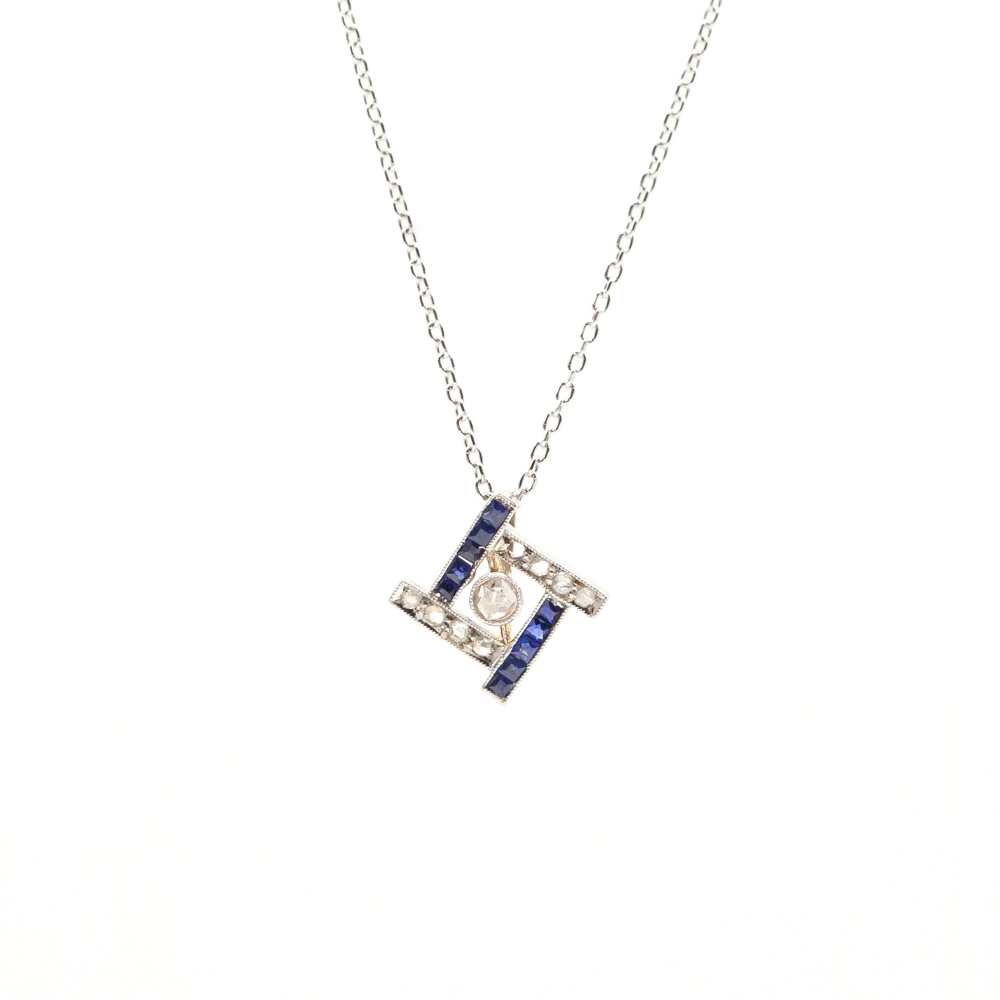 Estate Collection Art Deco Diamond & Sapphire Pendant