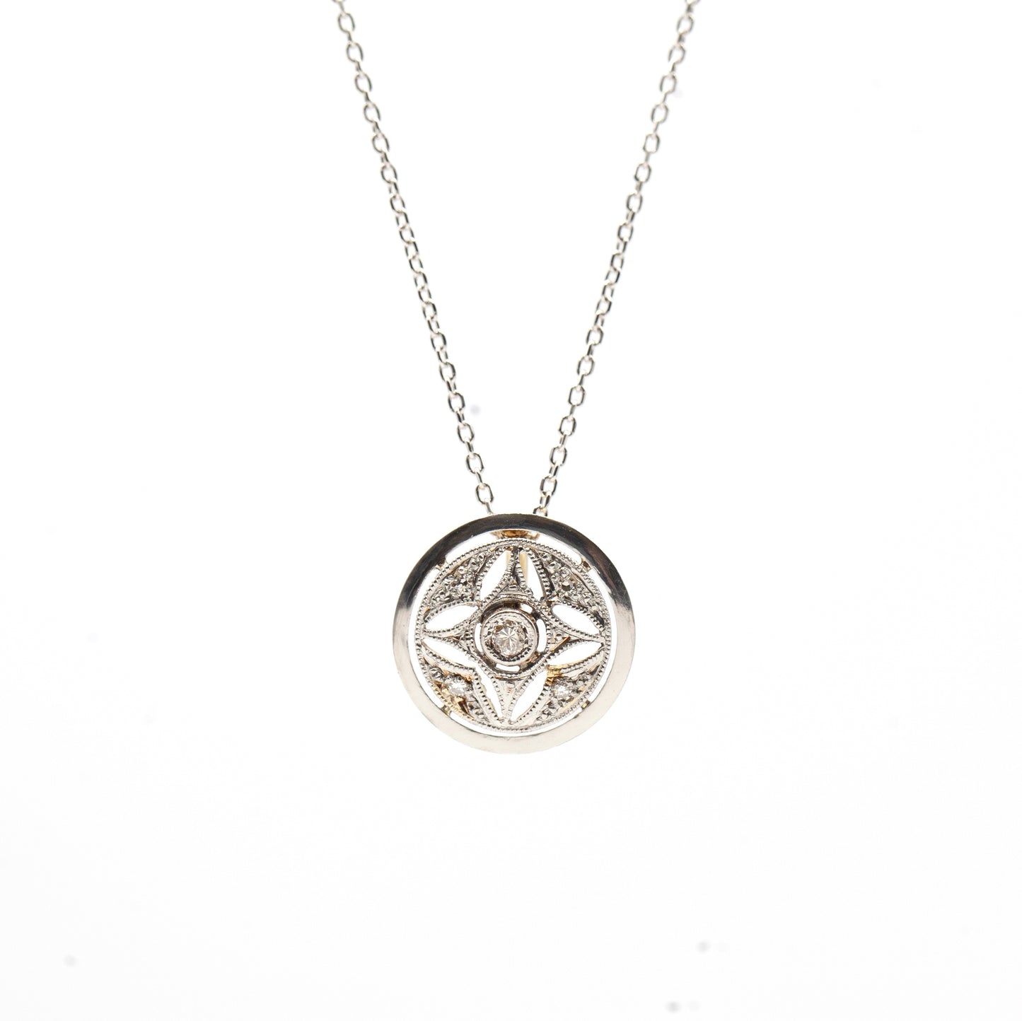 Estate Collection 18K Diamond Deco Pendant