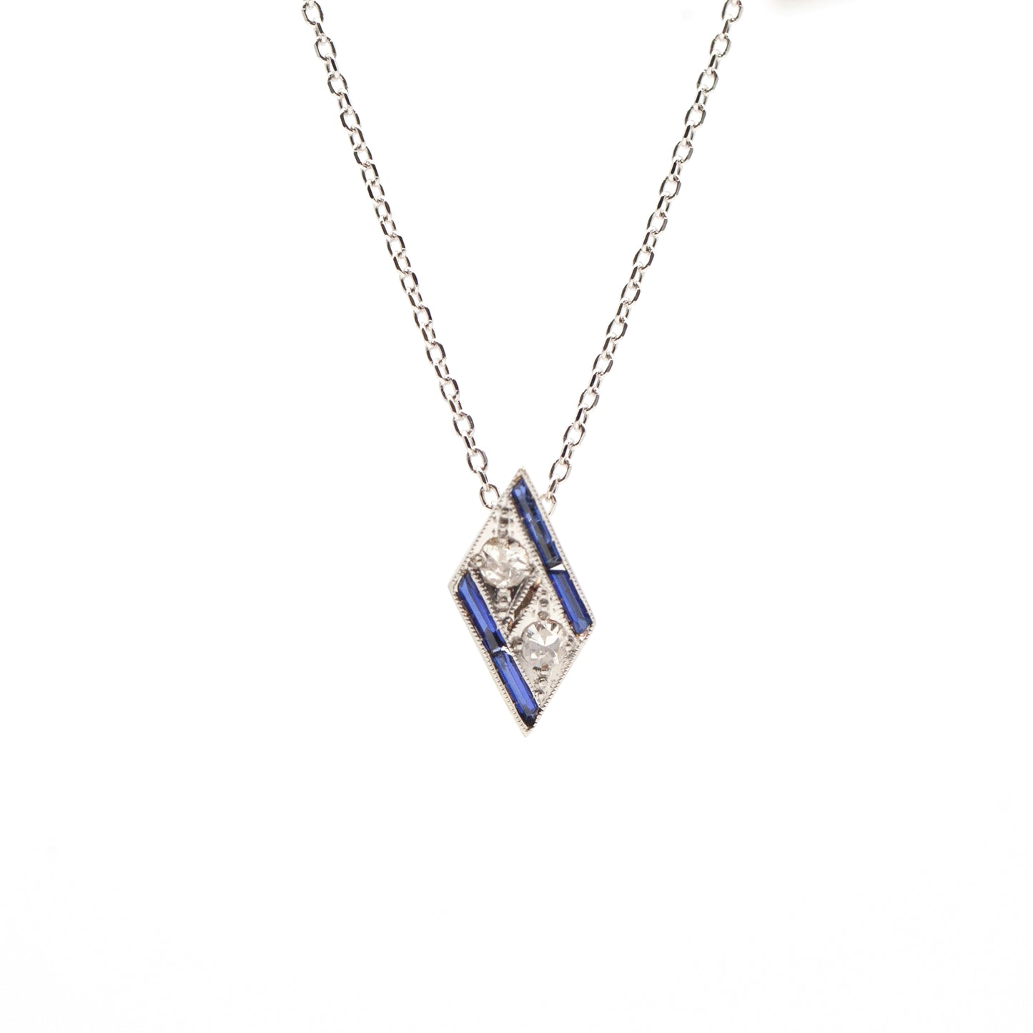 Estate Collection Art Deco Diamond & Sapphire Pendant