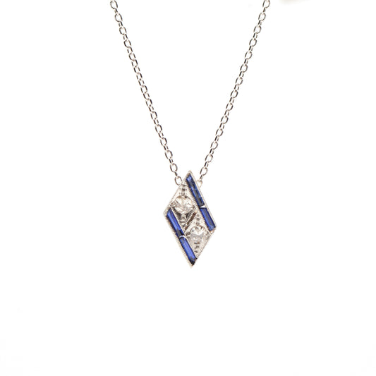 Estate Collection Art Deco Diamond & Sapphire Pendant