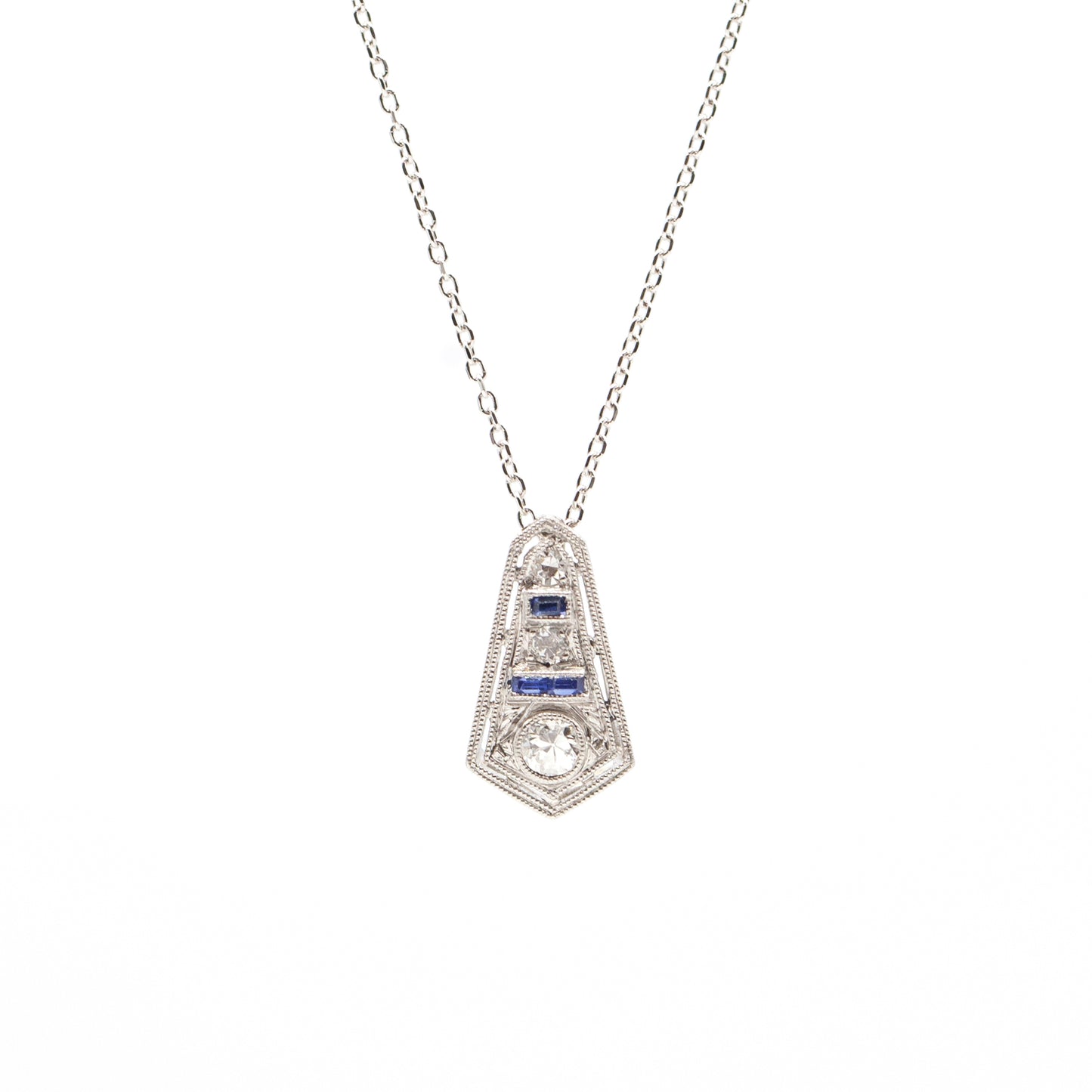 Estate Collection Art Deco Diamond & Sapphire Pendant